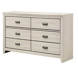 English Elm 1pc Rustic Contemporary Brown Finish Five Storage Drawers Wooden Bedroom Furniture with Metal Hardware, 61" Dresser Beige,White 63.86 L x 18.58 W x 39.96 H B011P367186