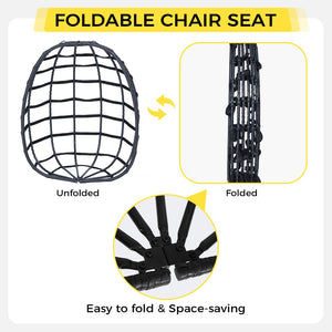 English Elm Egg Hanging Chair with Stand Pe Rattan Swing Seat Washable Cushion Patio Bedroom T5880P497427