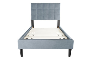 English Elm Twin Bed - Stylish Upholstered Design With Adjustable Headboard, Biscuit Tufting & Easy Assembly Options B089P240518-GIGA