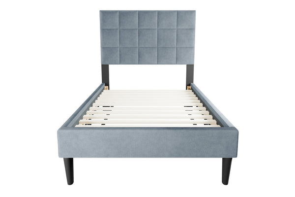 English Elm Twin Bed - Stylish Upholstered Design With Adjustable Headboard, Biscuit Tufting & Easy Assembly Options B089P240518-GIGA