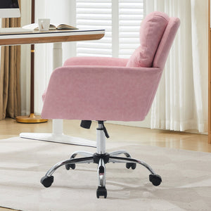 English Elm Artificial Pu Leather Office Chair Ergonomic Foam Cushion Adjustable Height Modern Desk Seat Pink W2311P409614
