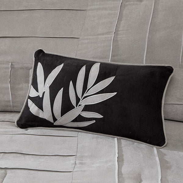 English Elm 7 Piece Dune Faux Suede Comforter Set Cal King - Grey Pintuck Design, Soft Microsuede, Accent Pillows B03596799