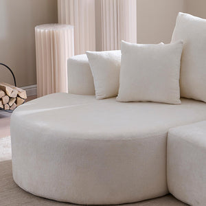 English Elm Christopher Knight Home® - 106 Cloud Curved Sectional Sofa with Chaise — Plush Chenille, High-Elastic Foam, No Assembly Required White N773IS00013W