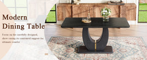 English Elm Modern Mdf Dining Table Seats Six with U-shaped Legs for Minimalist Interiors Black W1151S04162
