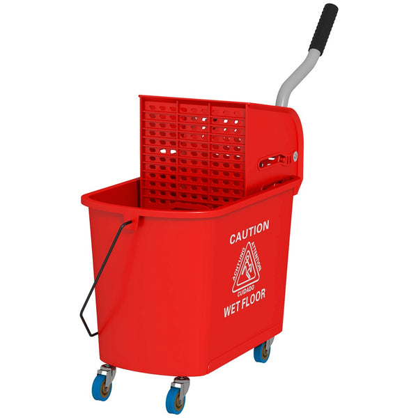 English Elm Homcom Rolling Mop Bucket 21 Quart with Wringer and Dual Chamber Water Separation W2225P217084