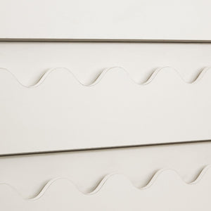English Elm 60" Wave Front Six Drawer Dresser Sculptural Engineered Wood Media Console for Bedroom Ivory N739S0000011W