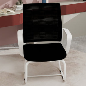 English Elm Minimalist breathable mesh office chair with curved support, cushioned seat, stable iron frame for long workdays White+Black W1935P338539