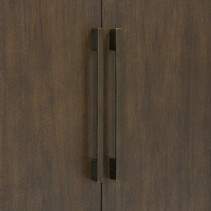 English Elm U_style Farmhouse Pine Veneer Buffet Cabinet with Double Doors for Kitchen or Entryway Dark Brown N711P410389B
