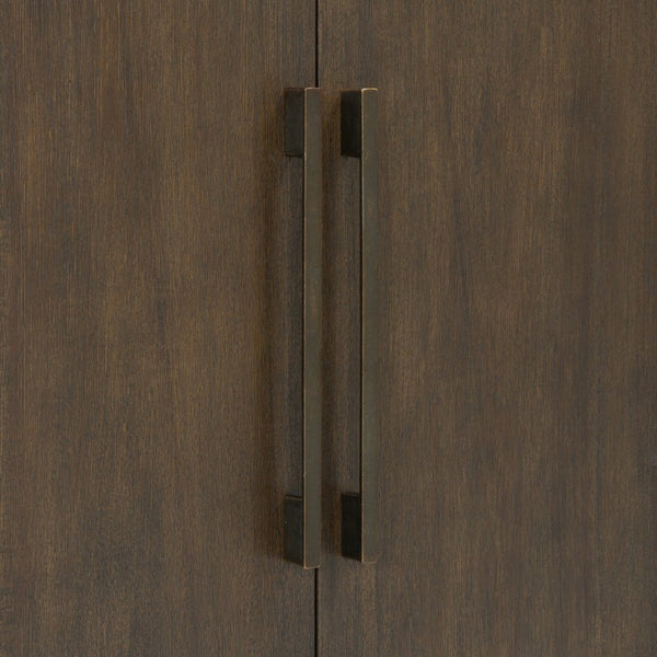 English Elm U_style Farmhouse Pine Veneer Buffet Cabinet with Double Doors for Kitchen or Entryway Dark Brown N711P410389B