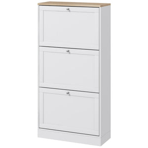 English Elm Foyer Beadboard Floor Cabinet with Drawers White Farmhouse Storage for Entryway Bath T3971P465954