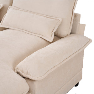 English Elm Modern U-shaped sofa with console, cupholders & USB ports — 6-seat sleeper with double chaise, chenille comfort W3401S00001