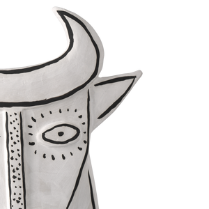 Thomas the Bull: Exquisite Handcrafted Porcelain Vessel with Whimsical Black Details – Artful Decor!
