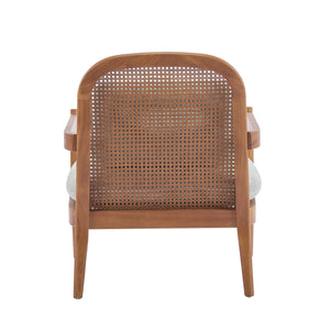 English Elm Christopher Knight Home® - [Set of 2] 26.6" Mid-Century Modern Accent Chair with Solid Wood Frame, Rattan Back and Plush Upholstery Grayish Green,Walnut N767P298390G