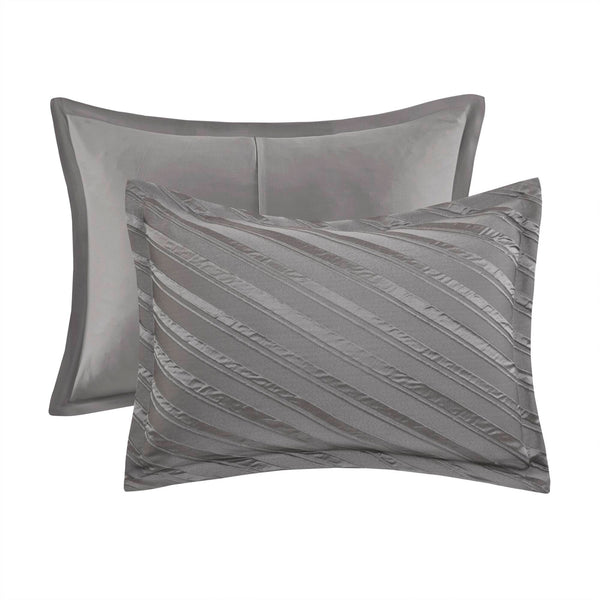 English Elm 7 PCS Cal King Comforter Set with Jacquard Microfiber, Polyester Fill, Bedskirt & Decorative Pillows Grey 17.91 L x 13.98 W x 10.04 H B035P319211