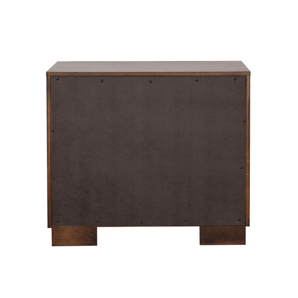 English Elm 2 Drawer MDF Nightstand with Felt-Lined Interiors, Silver Bar Pulls, Rich Wood Finish for Bedrooms Cappuccino B016P254379
