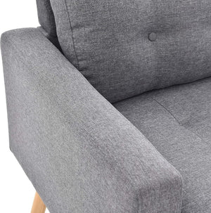 English Elm 1pc Mid-century Modern Linen-like Sectional with Tufted Back and Reversible Chaise B011P203039