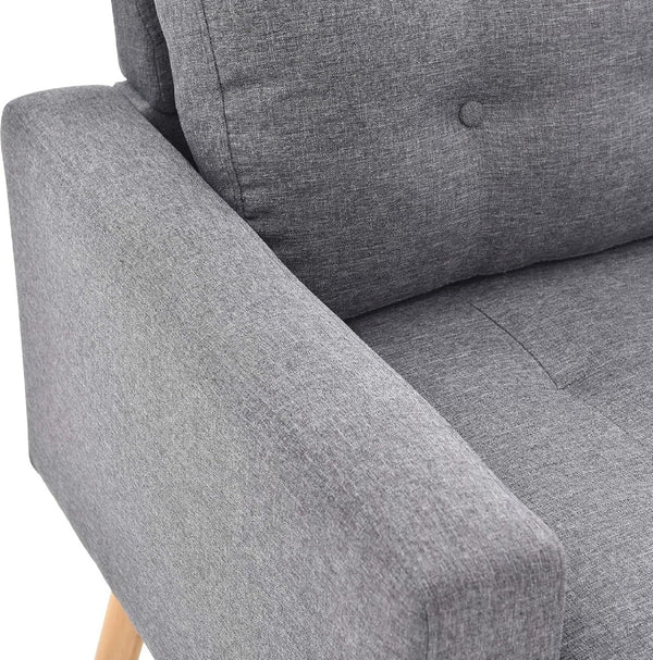English Elm 1pc Mid-century Modern Linen-like Sectional with Tufted Back and Reversible Chaise B011P203039