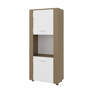 English Elm Hyder Two-tone Oak Vertical Bookcase with Concealed Doors and Open Display Shelf B097P474310
