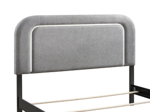 English Elm Milan Full Bed with Upholstered Headboard Led Frame Accents and Contemporary Design Wenge B078S00702