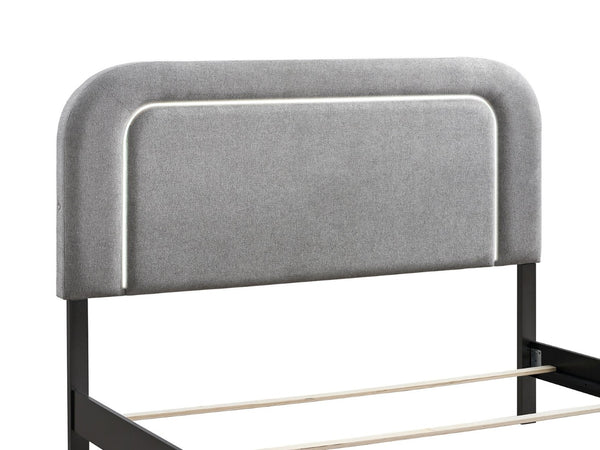English Elm Milan Full Bed with Upholstered Headboard Led Frame Accents and Contemporary Design Wenge B078S00702