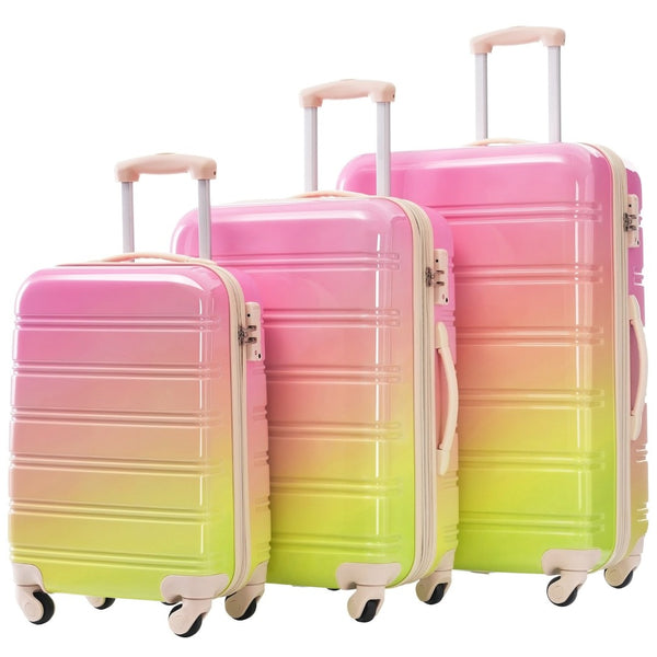 English Elm Hardshell Polycarbonate 3 Piece Luggage Set Spinner Wheels Tsa Lock Expandable Travel Multicolor Pink N732P184448U