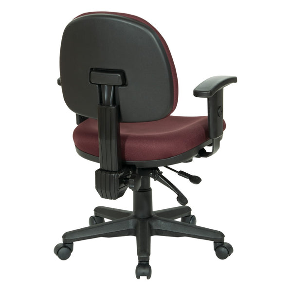 OSP Home Furnishings Sculptured Ergonomic Office Chair with Lumbar Support and Adjustable Arms for Long Days Burgundy 8180-227
