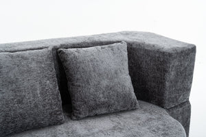 English Elm 3 Seater Convertible Sofa Bed with Chenille Upholstery and High-Density Sponge for Superior Comfort and Support Grey T3903P379835