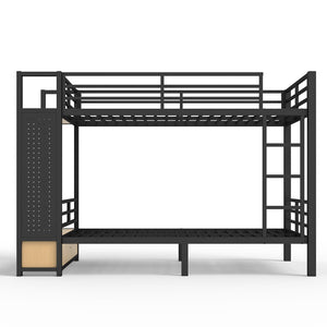 English Elm Full Size Pine Loft Bed House Frame with Slide Bookshelves and Moon Star Rails W1580S00589