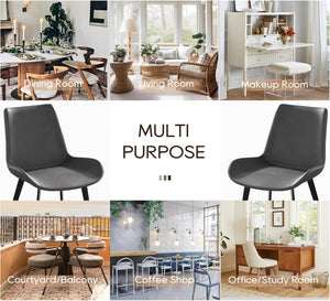 English Elm Modern Dining Chair with Faux Leather Upholstery, Water‑Resistant Stain‑Resistant Seat, Metal Legs Black+ Gray W153567956