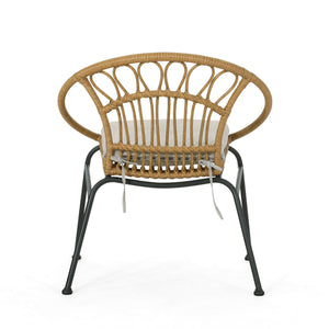 English Elm Christopher Knight Home® - BANYA Light Brown PE Rattan Chair Set with Iron Frame, Waterproof Fabric, Modern Loop Design for Outdoor Elegance 70431.00LBRN