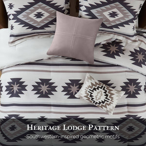 English Elm 8-piece King Comforter Set Herringbone Weave Embroidered Bedding with Euro Shams B035P482959