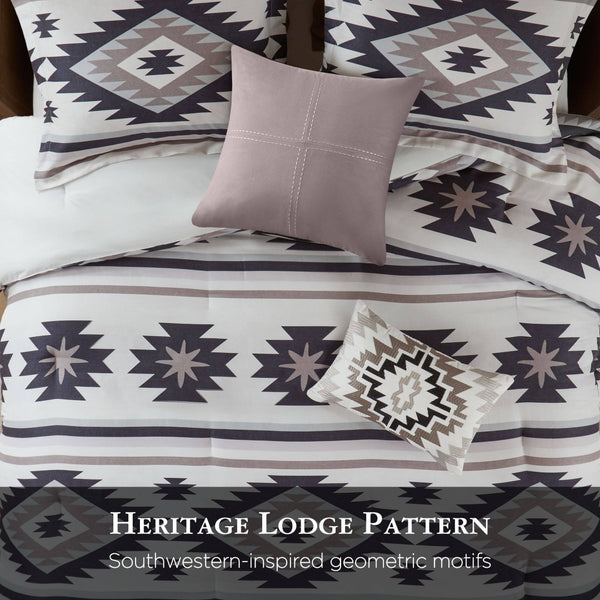 English Elm 8-piece King Comforter Set Herringbone Weave Embroidered Bedding with Euro Shams B035P482959