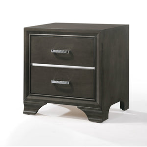 English Elm Carine II Gray Finish Nightstand with 2 Smooth-Glide Drawers, English Dovetail, Sturdy Wooden Legs B2726P261748