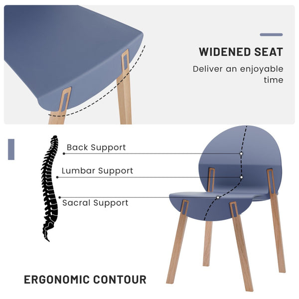 English Elm Summer 5 Piece Round Dining Set Polypropylene Stackable Chairs Oak Legs Modern Style Grey-Blue,White W3450S00039