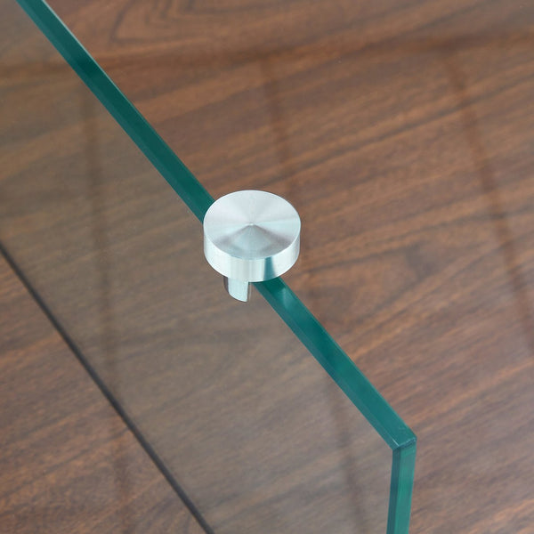 English Elm 31.4 Modern Two-Tier Square Coffee Table with Tempered Glass Top & Walnut Shelf — Stylish Storage W1512P407505