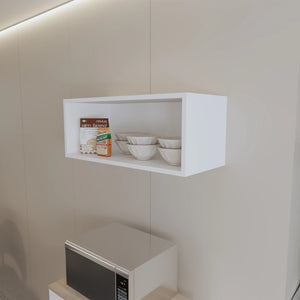 English Elm White Melamine Wall Mounted Open Shelf Cabinet for Kitchen Pantry Spice Storage B062P493014