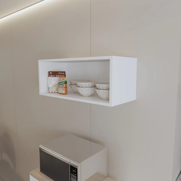 English Elm White Melamine Wall Mounted Open Shelf Cabinet for Kitchen Pantry Spice Storage B062P493014