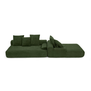 English Elm 110.25x67'' Compression Sofa Modern Upholstered L-Shape Sectional Couch 4-Seat Melange Velvet Comfort Green W1413S00085