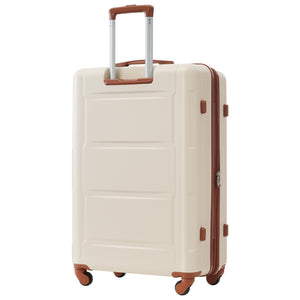 English Elm 2 Piece Abs Hard Shell Spinner Luggage Set with Tsa Lock Expandable Suitcases Khaki+Brown N732P198745K