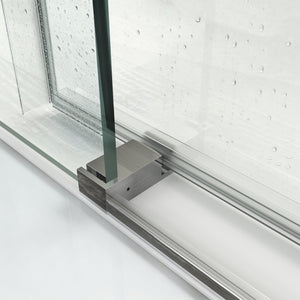 English Elm 56" Frameless Sliding Shower Door Tempered Glass Soft Close Brushed Nickel Hardware W1573P198748