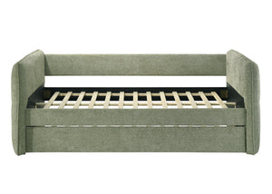 English Elm Luxurious Modern Daybed with Pull-Out Trundle, Button Tufted Upholstery and Nailhead Trim Comfort Elegance Light Green 41.75 L x 41.63 W x 6.38 H B011S01716