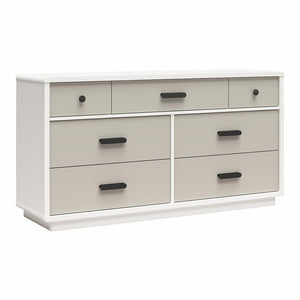 English Elm Valencia Seven Drawer Wide Dresser Dual Tone Laminate Matte Black Pulls Bedroom B2733S00020