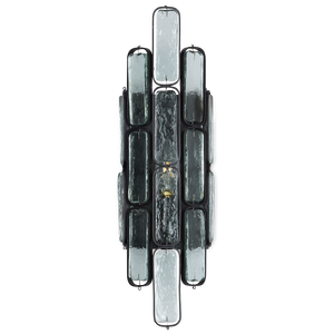 Centurion Recycled Glass Wall Sconce – Elegant Satin Black Wrought Iron Fixture for Contemporary Spaces