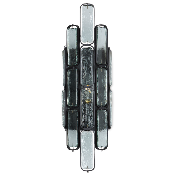 Centurion Recycled Glass Wall Sconce – Elegant Satin Black Wrought Iron Fixture for Contemporary Spaces