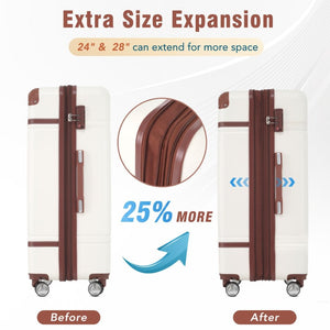 English Elm Hardshell 3 Piece Luggage Set Abs Spinner Suitcase with Tsa Lock Carry on Travel White N732P171583K