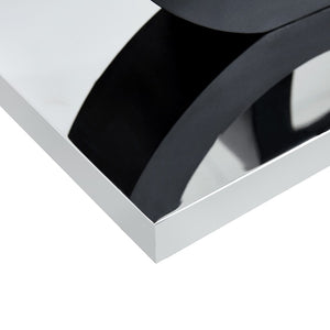 English Elm Modern Glass Top Coffee Table with Sculptural Mdf Base for Contemporary Living Rooms W3875P404317