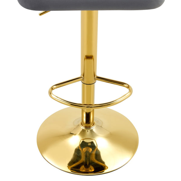 English Elm Set of 2 Velvet Swivel Barstools with Braided Rope Back and Adjustable Pedestal Base Gold,Gray W3875P383914