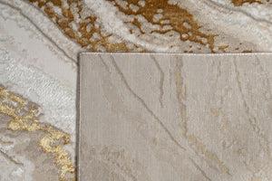 English Elm "Adina" Luxury Area Rug: Elegant Beige & Gold Abstract Design For Modern Living Spaces & Style B030P216159