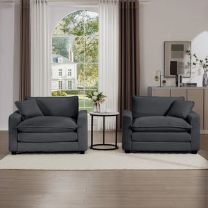 English Elm Luxurious Deep-Seated Sofa Set With 2 Single Chairs In Grey Corduroy - Cozy Comfort For Any Space W714S00824