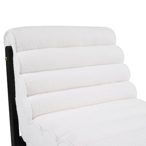 English Elm Fluffy Shearling Accent Chair Plush Tiered Back Solid Wood Frame Cozy Reading Nook White+Black N767P366257W